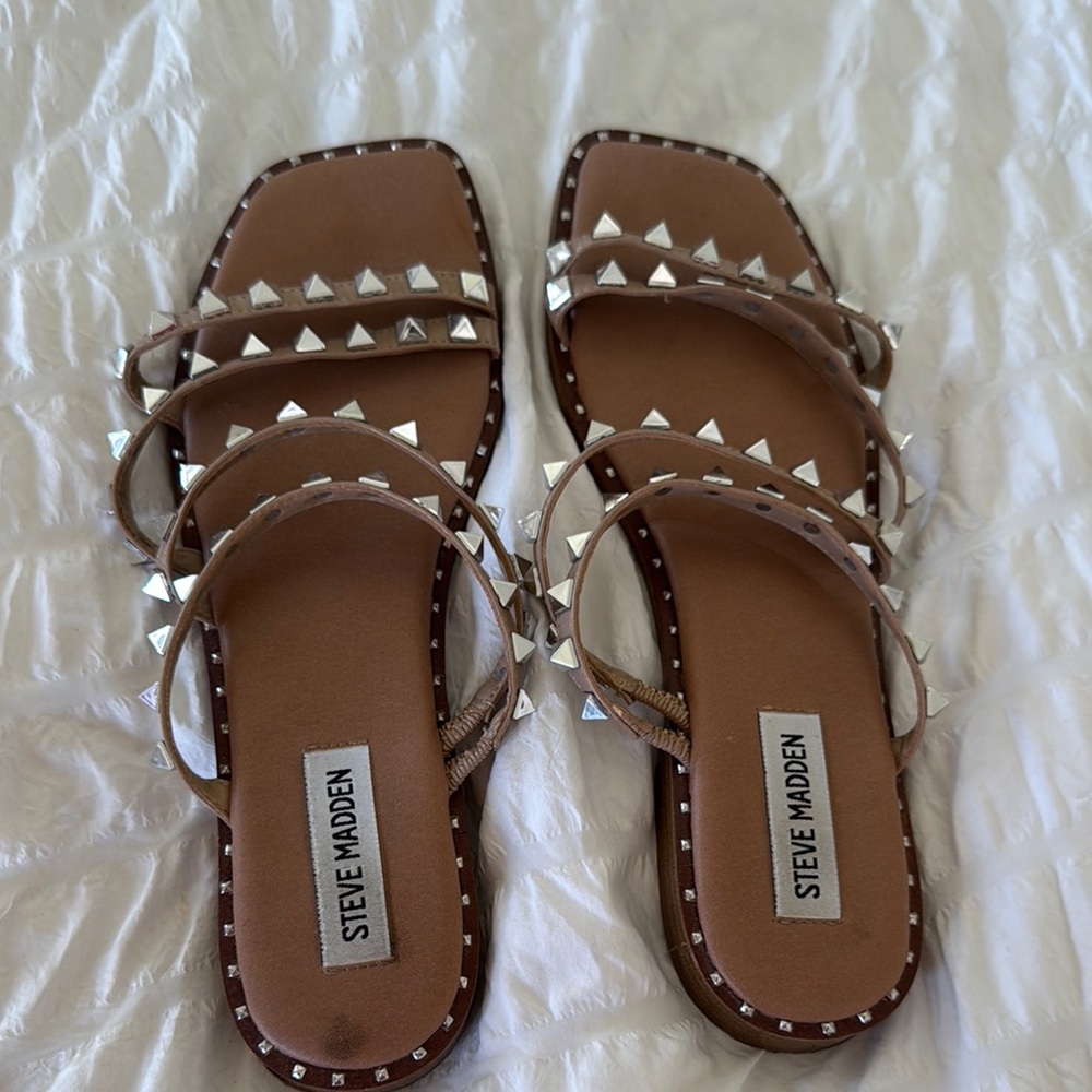 Steve Madden Brown Studded Sandals